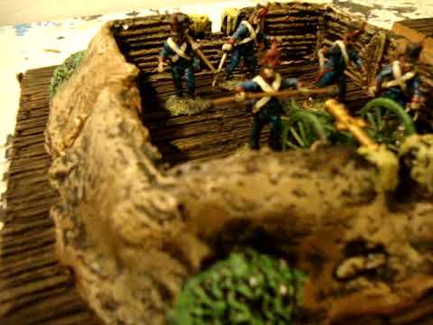 French artillery Napoleonic 28mm victrix with trenches, diorama for terrain, wargames, scenery