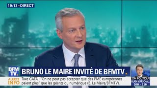 Gilets jaunes: Bruno Le Maire assure que "les violences ne sont pas bonnes pour l'économie"