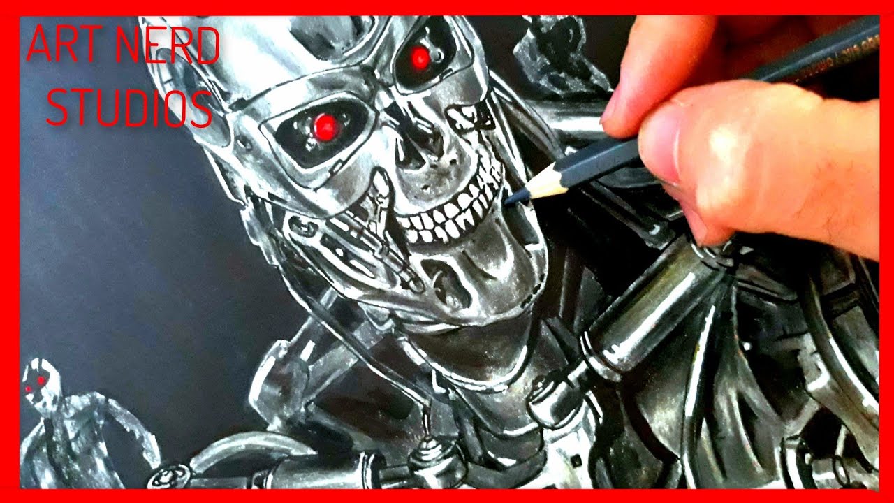 Speed Drawing Terminator (Desenhando o Exterminador do futuro) Art Nerd Studios