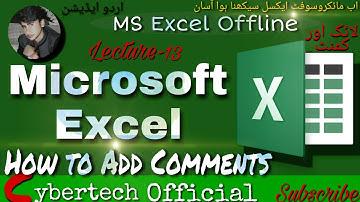 13_How to Add Comments in MS Excel || Complete Course || Cybertech Official