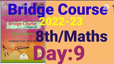 8th||Mathematics||Bridge Course||2022-23 ||Day:9th||English & SemiEnglish||Maths, Class 8,Day:9