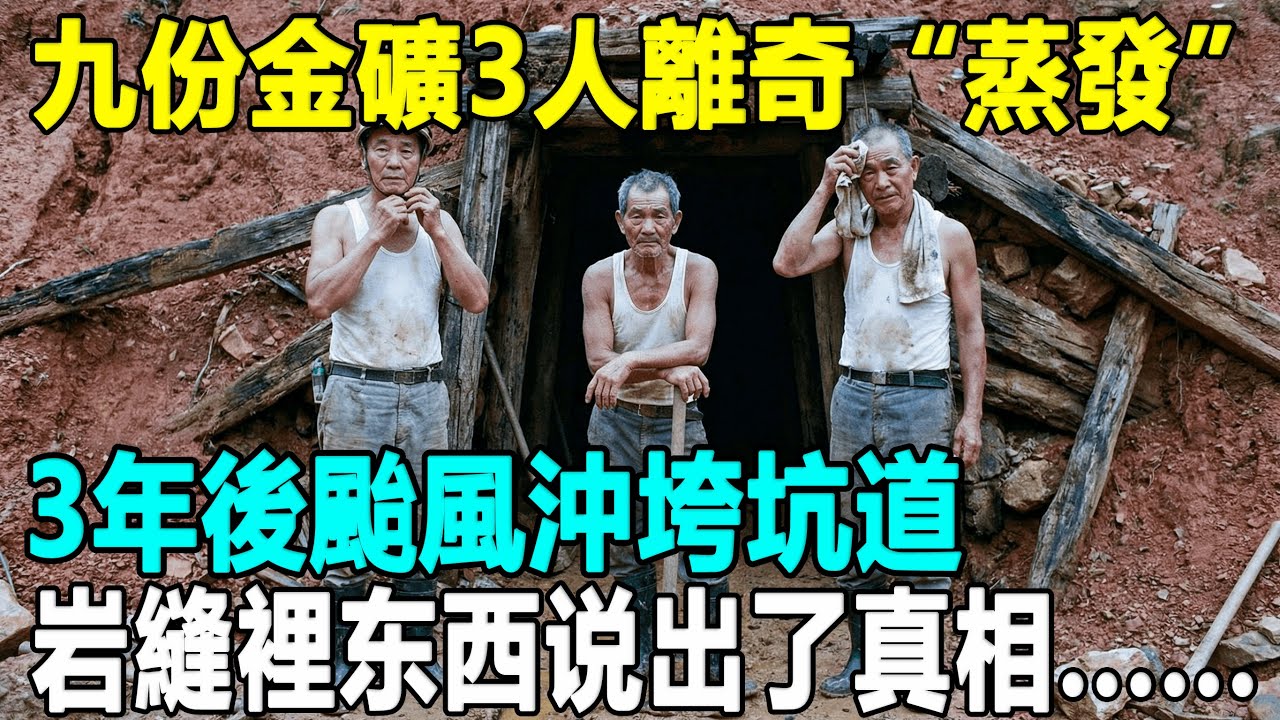 九份金礦挖到一半，三名資深礦工突然人間蒸發，全村傳說是惹怒山神，3年後颱風沖垮坑道，岩縫裡那具抱著黃金的白骨說出了真相...