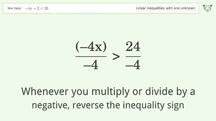 Solving Linear Inequalities: -4x+2 is Smaller Than 26