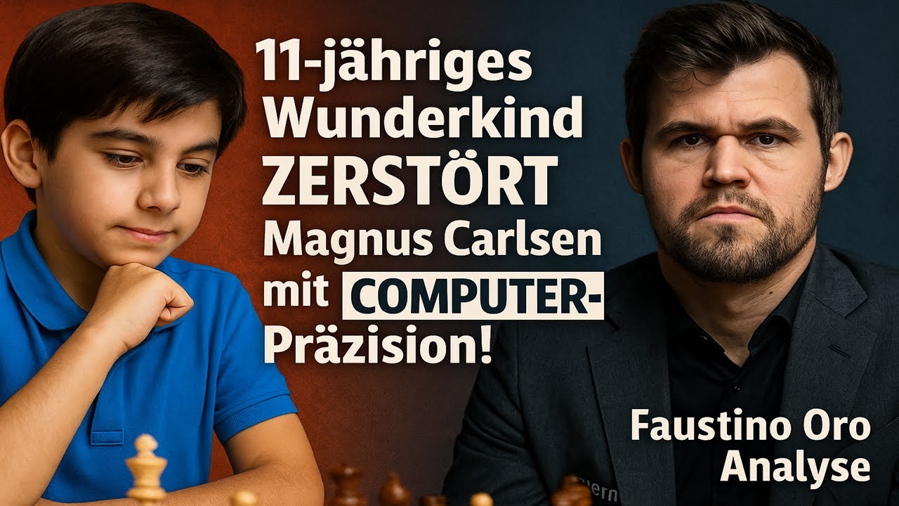 11-jähriges Wunderkind ZERSTÖRT Magnus Carlsen mit COMPUTER-Präzision! | Faustino Oro Analyse