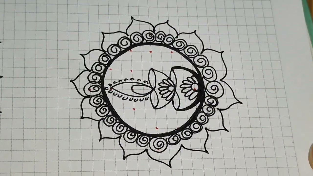 🌟 Simple Deepa Rangoli Design Description: