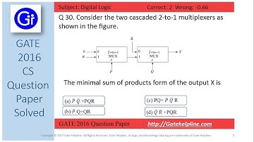 GATE 2016 CS Q30 - Consider the two cascaded 2-to-1 multiplexers as shown in the ﬁgure.