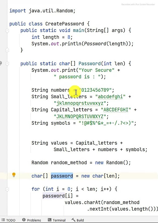 How to generate secure password by using java coding java program 