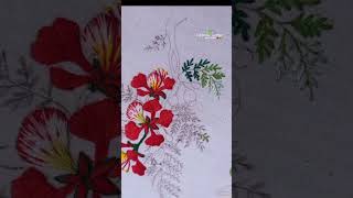 beautiful embroidery design 🌸🌿🪡 #shorts #embroidery #handbroidery #art #trending #embroiderylover