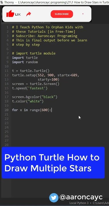 Python Design Turtle - How To Draw Stars [Multiple Star] #shorts #