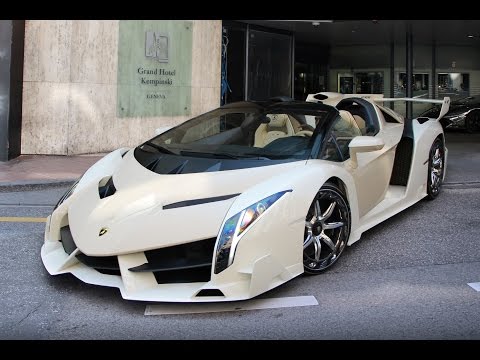 White Lamborghini Veneno Driving & exhaust sound !!!