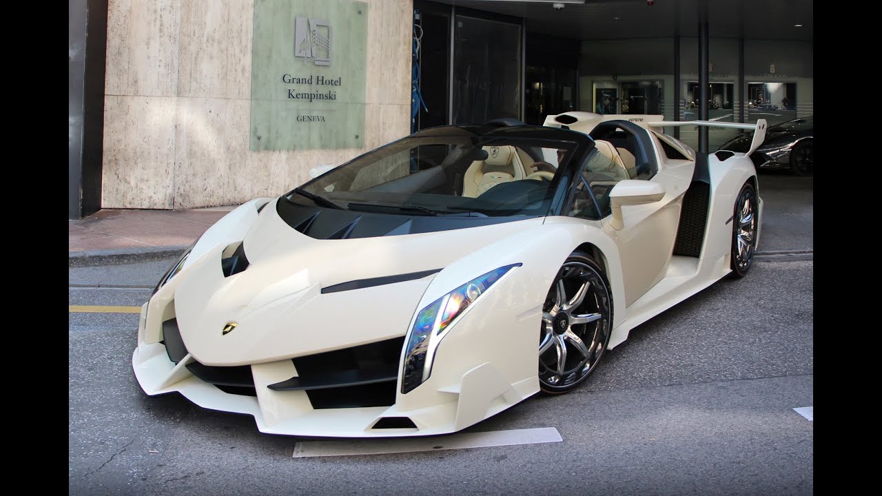 White Lamborghini Veneno Driving & exhaust sound !!! - YouTube