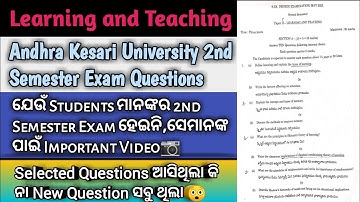 Learning and Teaching 2nd Semester Questions Paper of Andhra Kesari University 2025