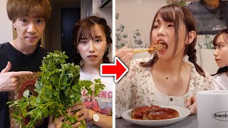 妹が世界で1番嫌いなパクチーをバレずに大量に食べさせますww