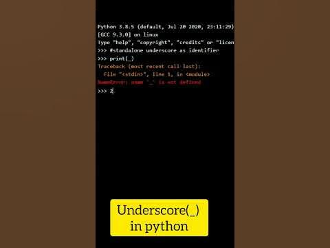 Underscore in python #python - YouTube