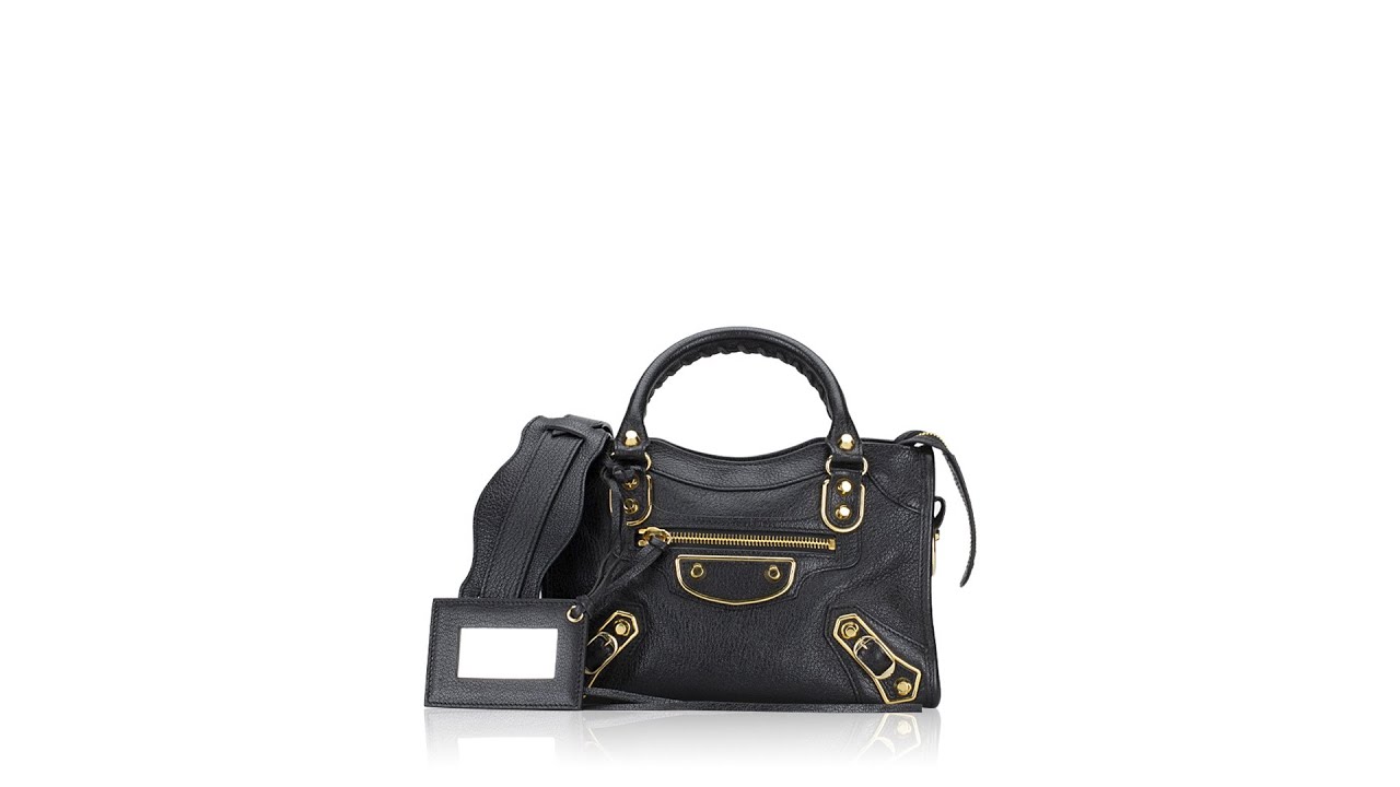 balenciaga mini city black gold