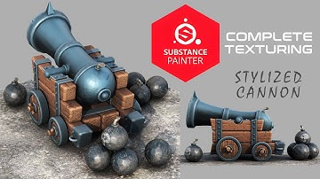 Game Ready Stylized Cannon Texturing in Substance 3D Painter | Blender to Substance 3D Painter
