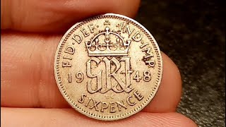 United Kingdom 1948 SIXPENCE Coin VALUE - King George VI Sixpence 1948 Coin