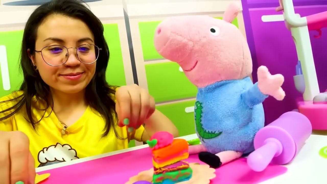 ¡George prepara un pastel para su hermana!