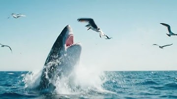 Great White Shark Jumps to Catch Bird Mid Air