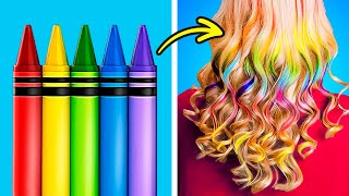 Awesome Rainbow Hair Dying | Unusual Hair Hacks