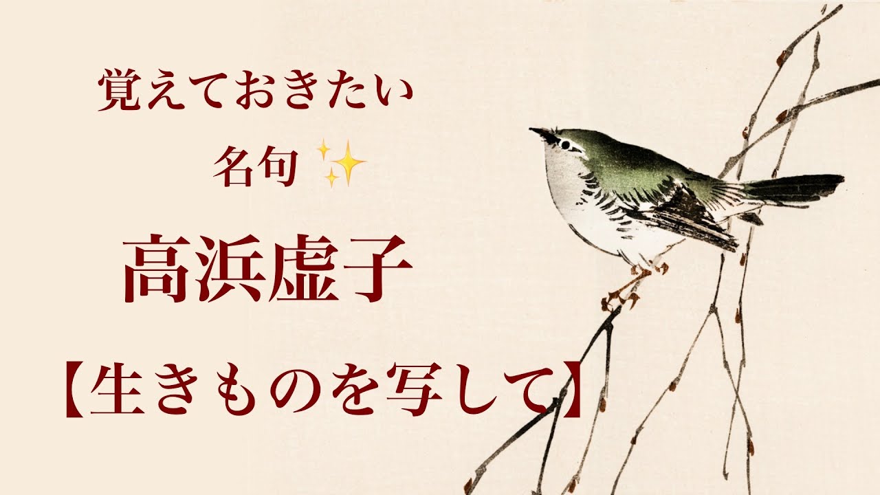 俳句の朗読】高浜虚子・生きものの句（15句） 字幕付き 「蜘蛛に生れ