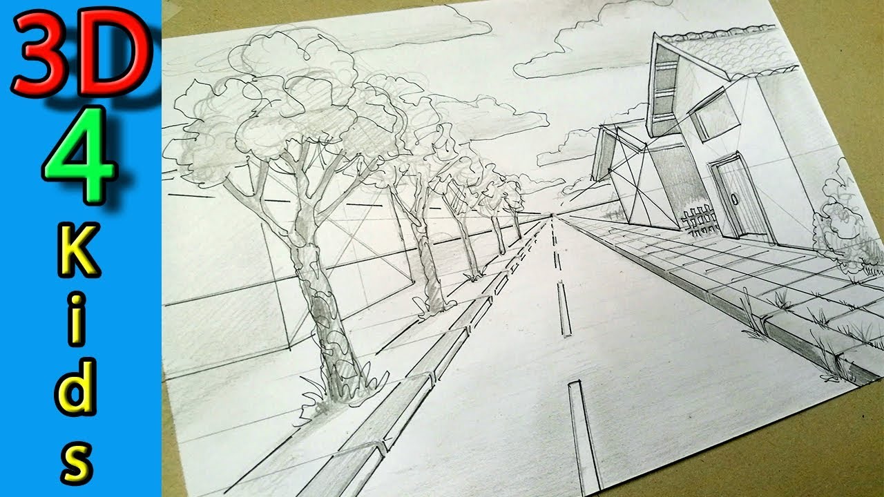 Single Point Perspective Drawing of a Street  Happy Family Art