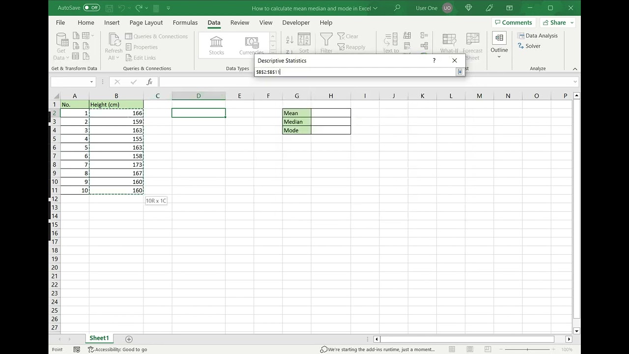 How to calculate mean median and mode in Excel