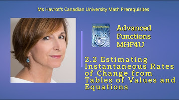 Advanced Functions 2.2 Estimating Instantaneous Rates of Change from Tables of Values and Equations