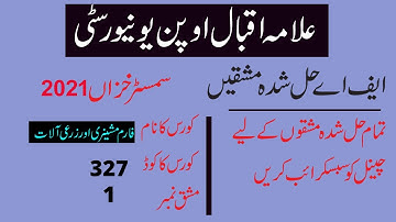 aiou fa semester autumn 2021 code 327 solved assignment number 1 | easy method of education