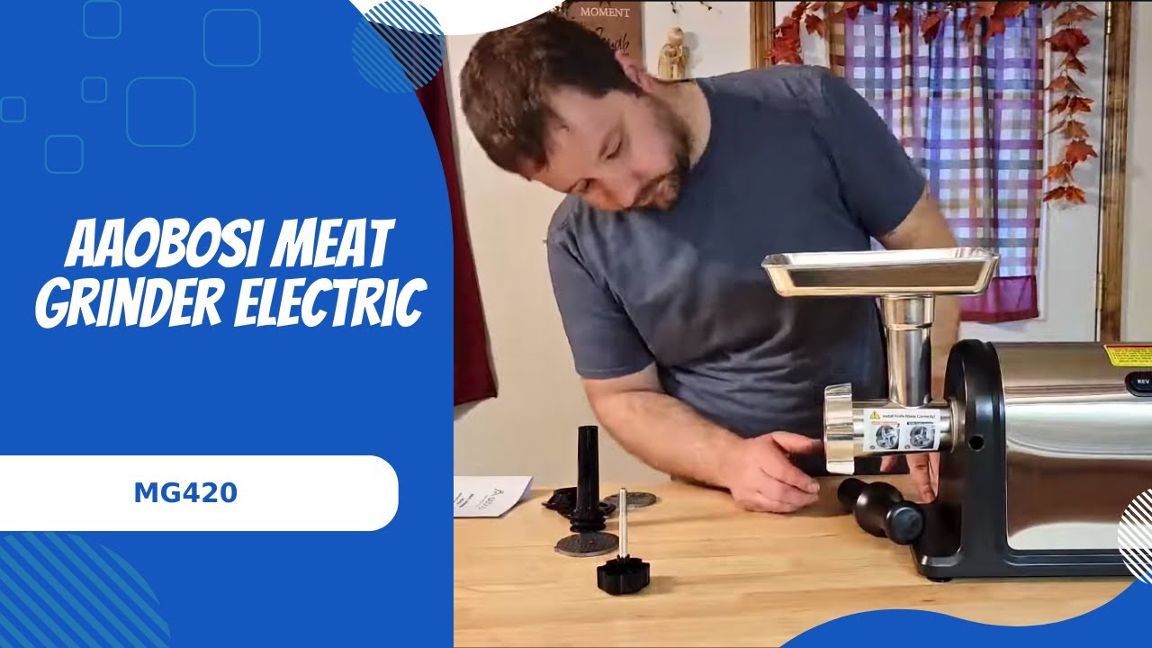 AOBOSI Electric Meat Grinder with 3 Grinding Plates, 3 Sausage Stuffer