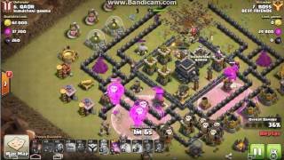 Clash of clans Town Hall 9 3 star war attacks using Golem Wizard Lavahound and Balloons