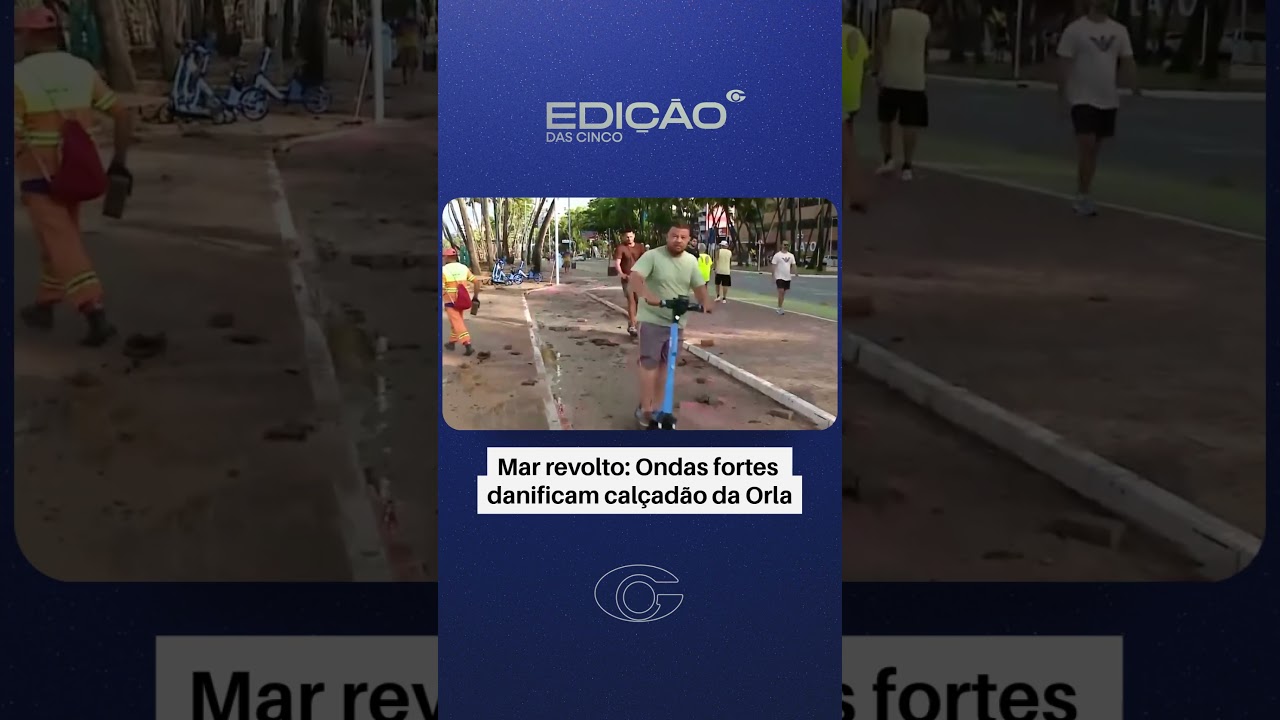 Mar revolto: ondas fortes danificam calçadão da Orla de Maceió