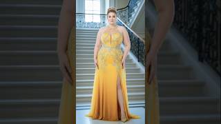 Sunset Gold Plus Size Evening Gown 2026 | Elegant Glam Look #Fashion2026 #shorts