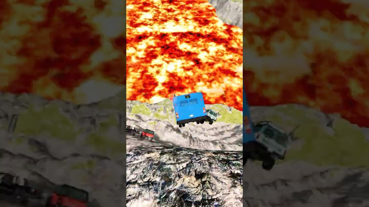 Автомобили и гигантская лавовая яма #21 | Короткометражные фильмы BeamNG drive 