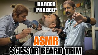 ASMR Beard trimming with Scissor, Old school Style Beard trim by Indian Barber PRADEEP