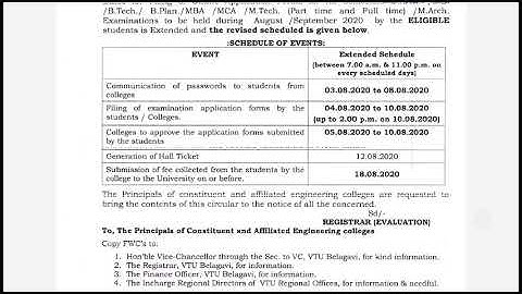 extension of dates for the submission of omline application  forms for all semesters  vtu update