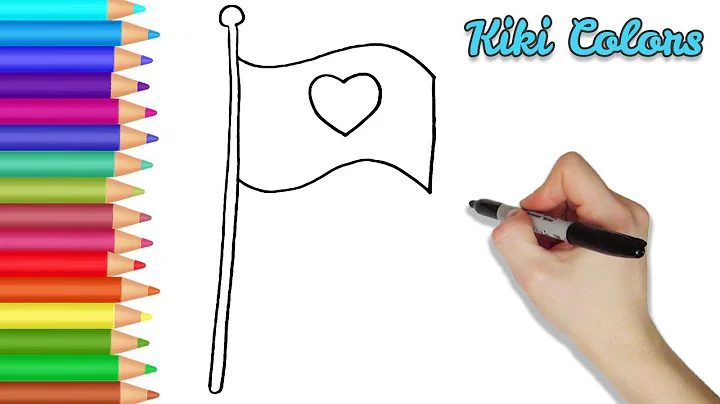 How to Draw Heart Flag Part 1 | Teach Drawing for Kids and Toddlers Coloring Page Video