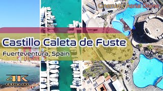 Castillo Caleta De Fuste - Fort Side Paradise Beach From Above - Canarias - 4K - Aerial Drone