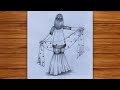 Sharara Dress Girl Drawing 🎨 | Step by Step Backside Sketch