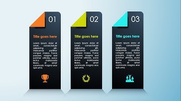 PowerPoint tutorial No. 350:  Create 3 Step Rectangular infographic design slide in PowerPoint