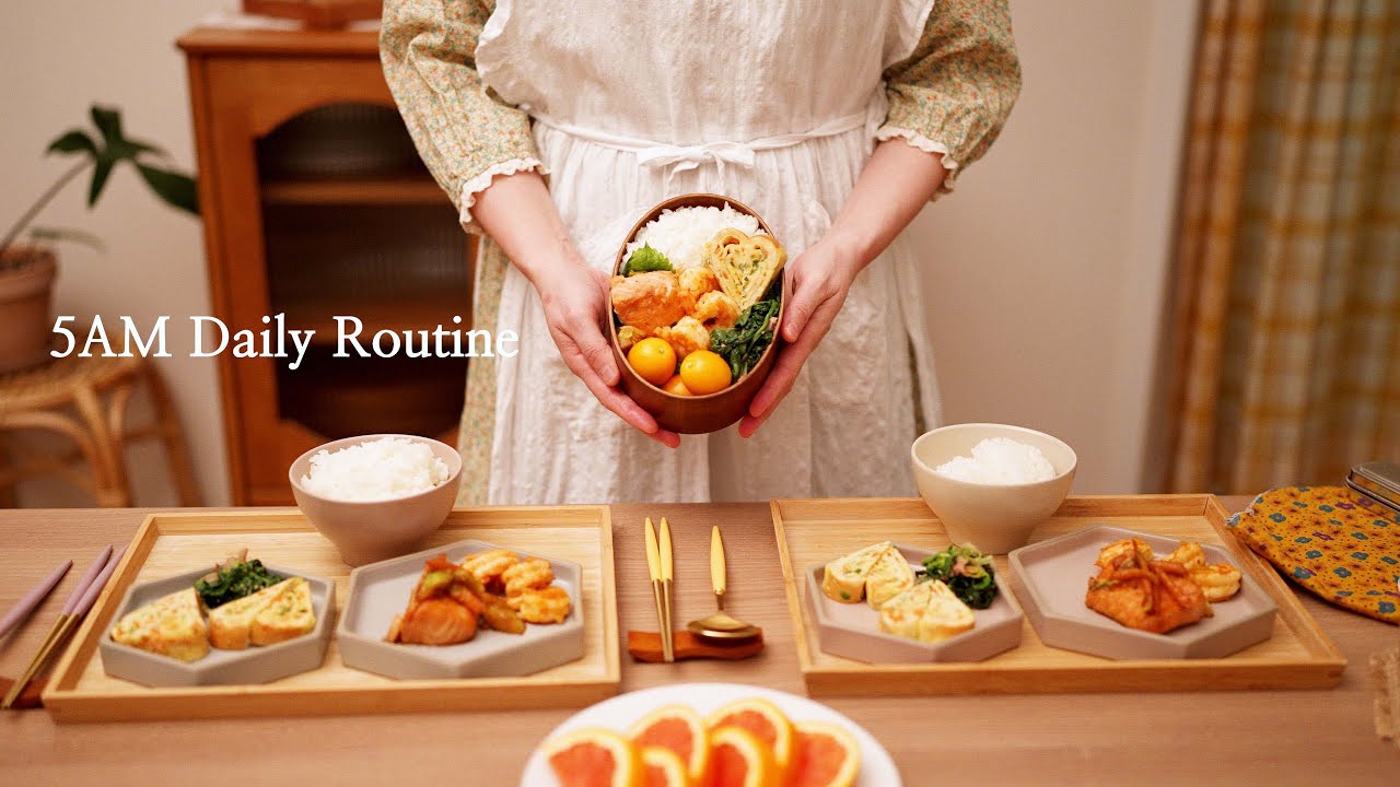 새벽 5시에 시작되는 부지런한 일상 / 루시 미용, 남편도시락, 전복죽, 닭오븐구이, 가리비찜, 집밥