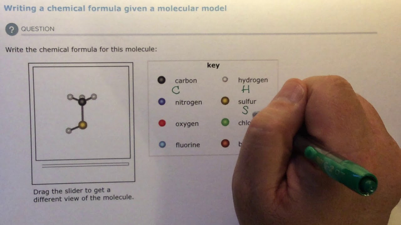 Aleks Writing a chemical formula given a molecular model