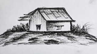 How to draw hut sketch | Smooth way?SunriseArtSunrisepainting