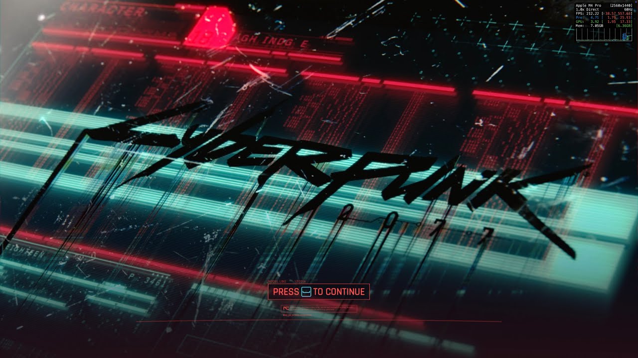 Cyberpunk 2077 Mac native, Macbook M4 Pro : In-game benchmark