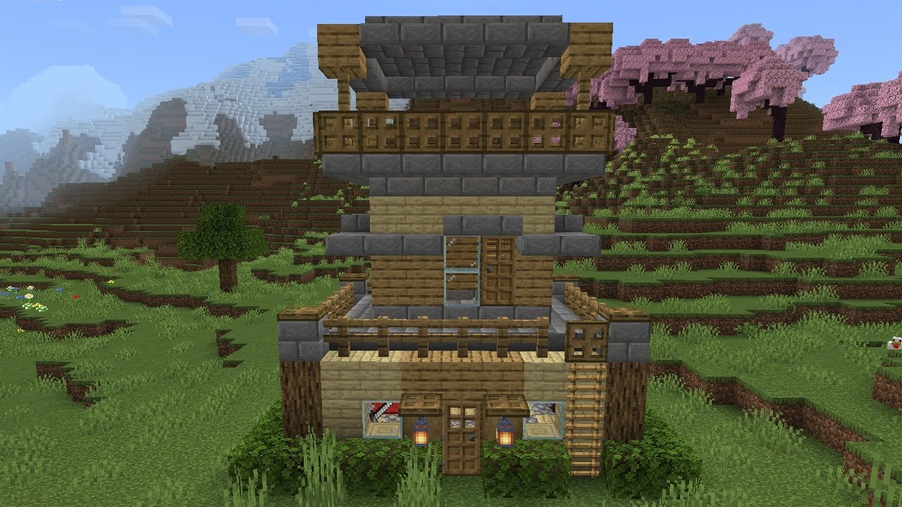 How to build a simple Minecraft tower base tutorial - YouTube