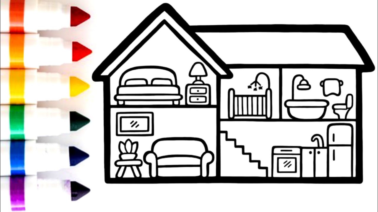 house ???? Drawing Coloring in house how to color house color house - YouTube