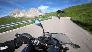 Ninja 1000sx & Z1000sx  Passo Sella  Mountain(Italian Dolomites) (Raw Video Engine sound)