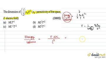 The dimension of `((1)/(2))epsilon_(0)E^(2)` (`epsilon_(0)` : permittivity of free space, E elec...
