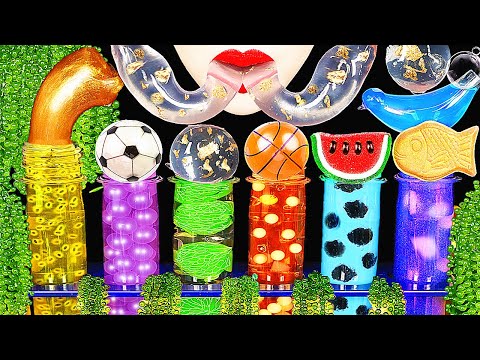 ASMR RAINBOW DRINKS *VAMPIRE BOBA TEA, 24K HONEY JELLY, WATER BOTTLES, FROG EGGS, BIRD GLASS, 신기한물먹방