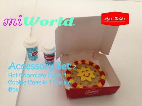 miWorld Mrs. Fields Collector's Pack (2 Hot Chocolate Cups, 1 Cookie Cake & 1 Cookie Box)